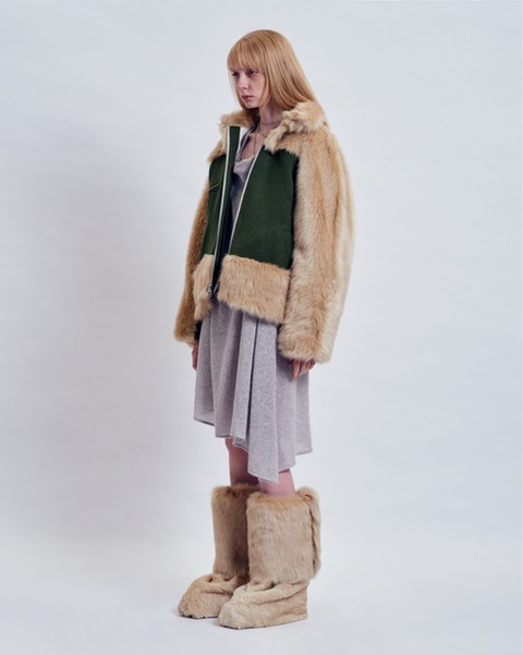 Green and Rocky Goat Fur Jacket