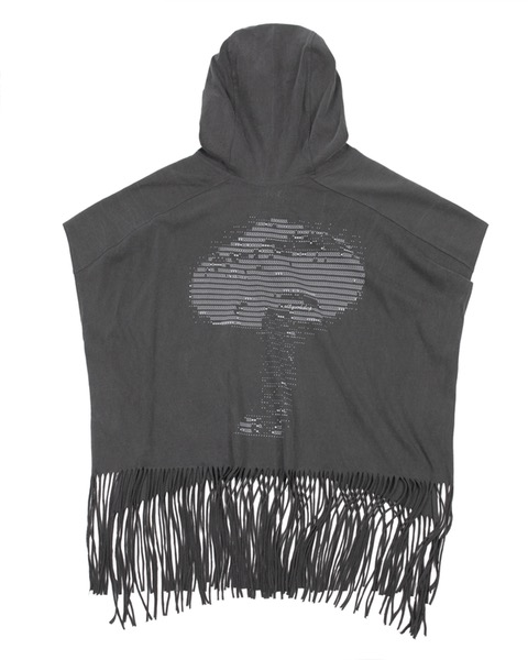 Charcoal Graphic Hooded Poncho