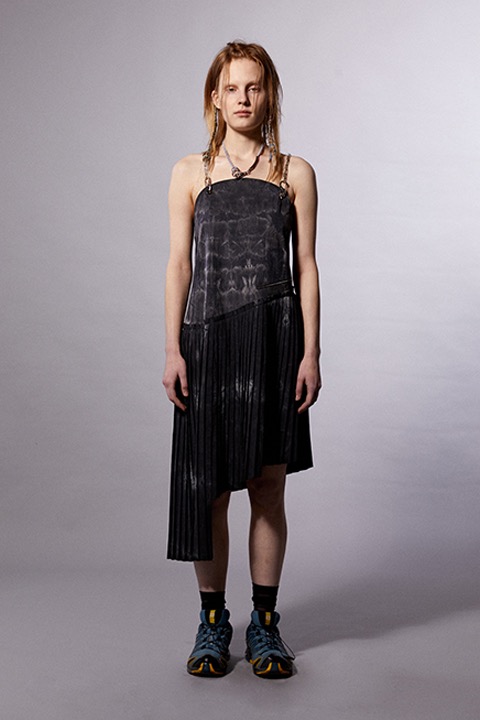 Black Asymmetric Pleated Dress