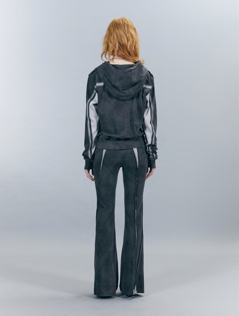 Squid Ink Ruffle Panel Flared Trousers