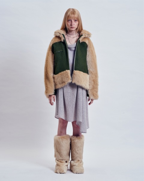 Green and Rocky Goat Fur Jacket