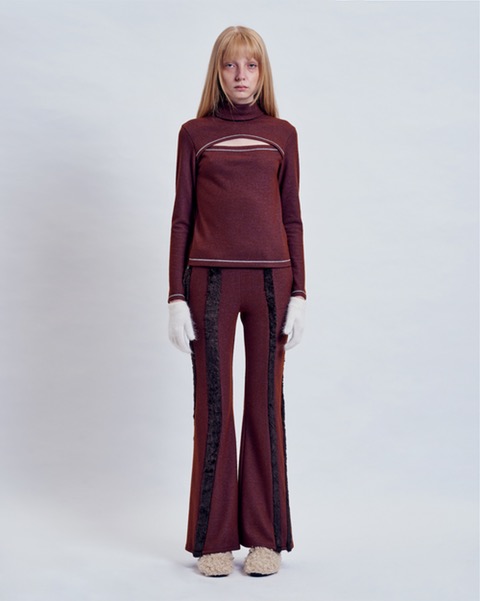 Brown and Purple Cut-off Turtleneck