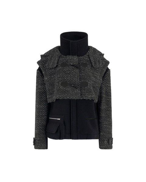 Midnight Boucle Cropped Duffle Coat